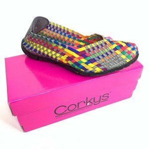 Corkys Elastic Sidewalk Flat Multicolor Slip Ons